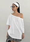 Tureming Loose Fit Asymmetrical Shoulder T-Shirt