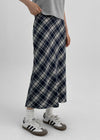 Totemin check slit long skirt