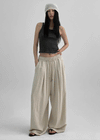 (UNISEX) Lowba One-Tuck Banding Wide Pants (Linen 30%)