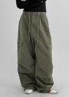 (UNISEX) Periting Parachute Cargo Wide Two-Way Pants