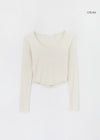 Pewing Semi-Crop Rounding Unek Long Sleeve T-Shirt