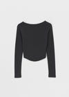 Pewing Semi-Crop Rounding Unek Long Sleeve T-Shirt