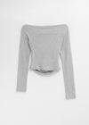 [MADE] Flesh Shirring Boat Neck Long Sleeve Tee