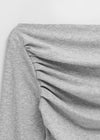 [MADE] Flesh Shirring Boat Neck Long Sleeve Tee