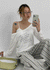 Pollem Lettering Off-Shoulder Long Sleeve