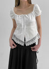 Palmk Frill Lace Short Sleeve Blouse