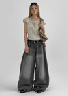 Muddly Seamline Wide Denim Pants