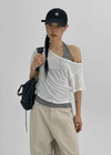 Skimi Sheer Boat Neck Short Sleeve Tee