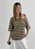Kanic Stripe Loose Fit Off Shoulder Short Sleeve T-shirt