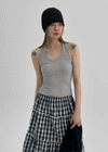 Lyles Semi-Crop Ribbed Halter Sleeveless